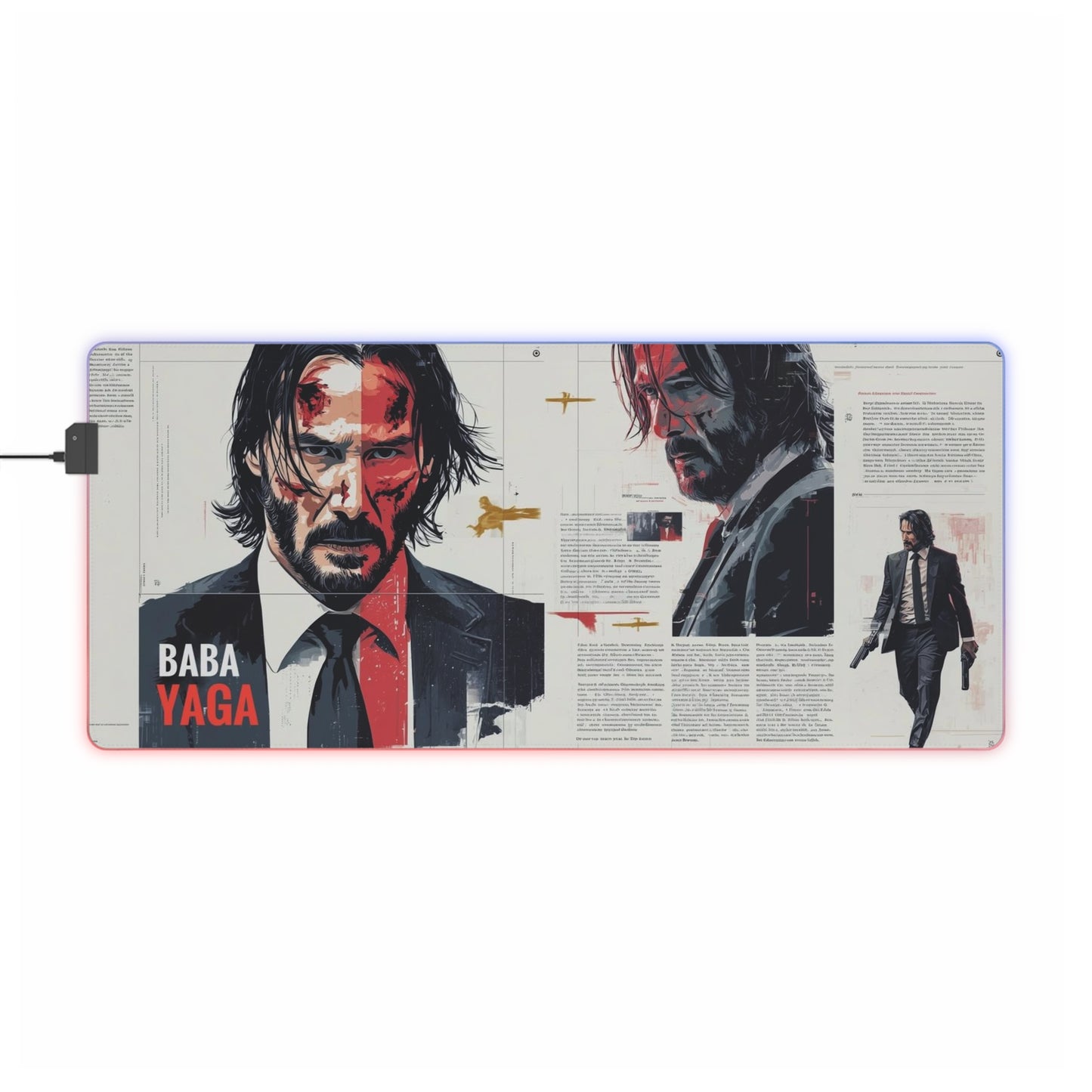 "John Wick LED Gaming Mouse Pad - Baba Yaga Design with RGB Lighting"