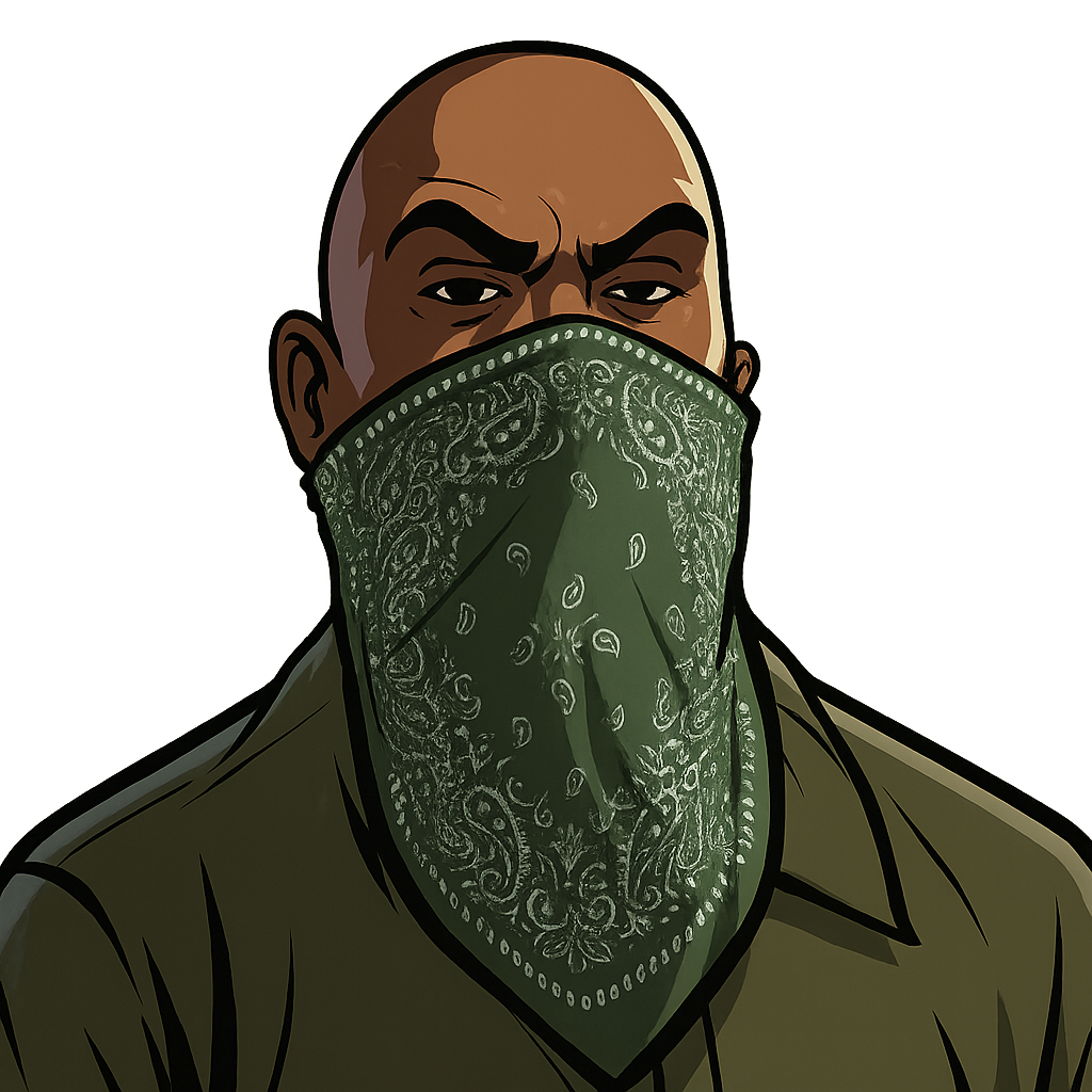 "CJ Bandana – Iconic Green Grove Street Style from GTA San Andreas"
