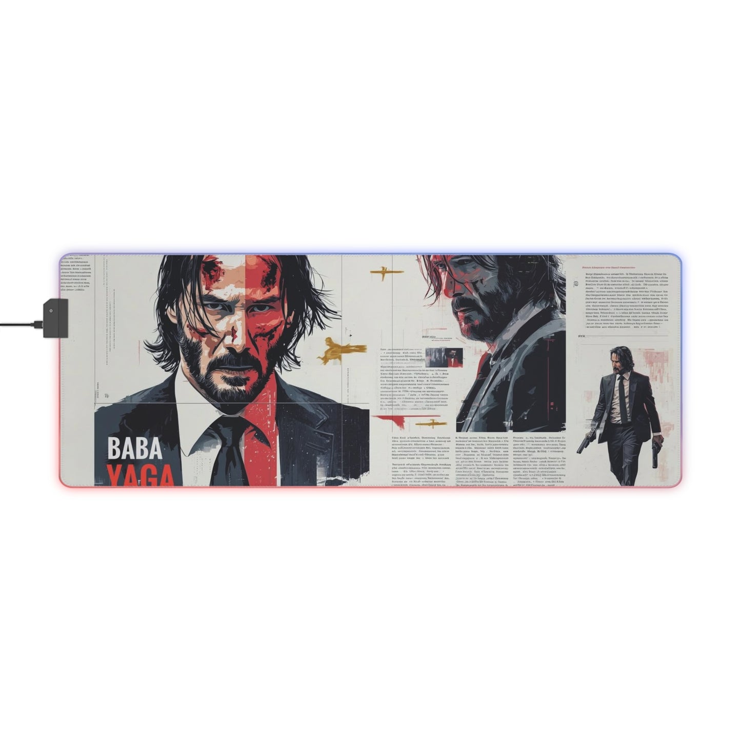 "John Wick LED Gaming Mouse Pad - Baba Yaga Design with RGB Lighting"