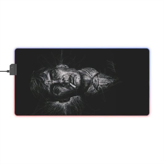 "LED Gaming Mouse Pad with Tommy Shelby Design - RGB Backlit Desk Mat for Gamers - High-Quality, Durable, and Stylish"