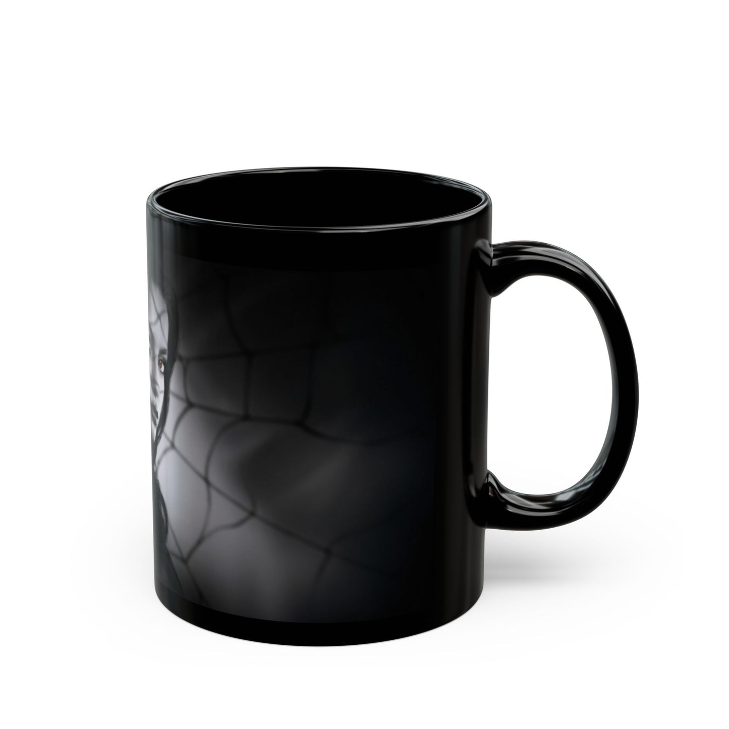 Gothic Black Mug with Spiderweb Design, Unique Gift for Halloween, Dark Aesthetic Coffee Cup, Home Decor, Halloween Decor