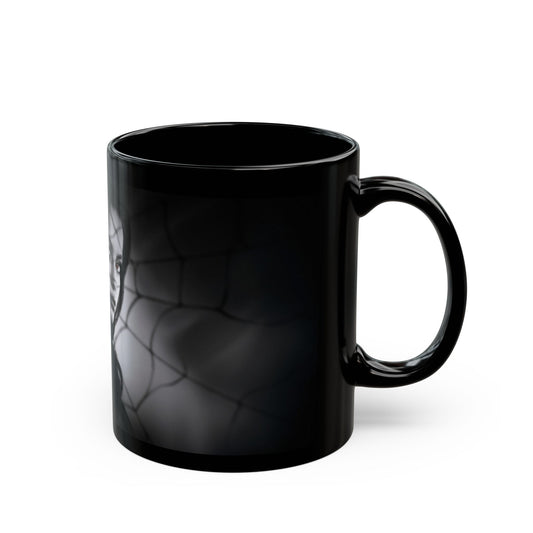 Gothic Black Mug with Spiderweb Design, Unique Gift for Halloween, Dark Aesthetic Coffee Cup, Home Decor, Halloween Decor