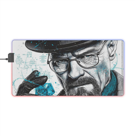 "Breaking Bad LED Gaming Mouse Pad – Walter White Design with RGB Lights"