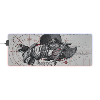 "LED Gaming Mouse Pad with God of War Design - RGB Backlit Desk Mat for Gamers - High-Quality, Durable, and Stylish"