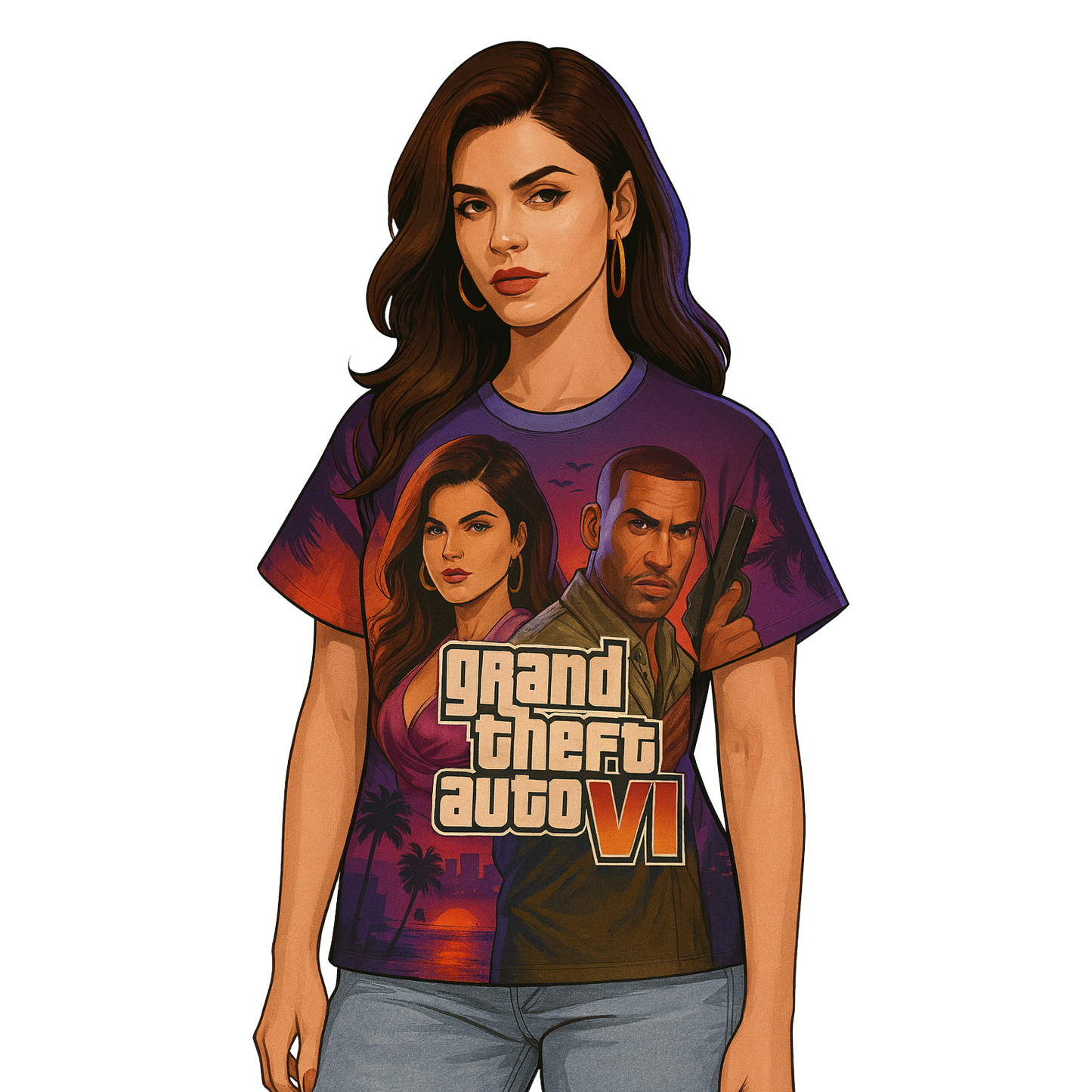 GTA VI Unisex Cut & Sew Tee, Gamer T-Shirt, Video Game Apparel, Unique Graphic Tee, Perfect Gift for Gaming Fans, Casual Style