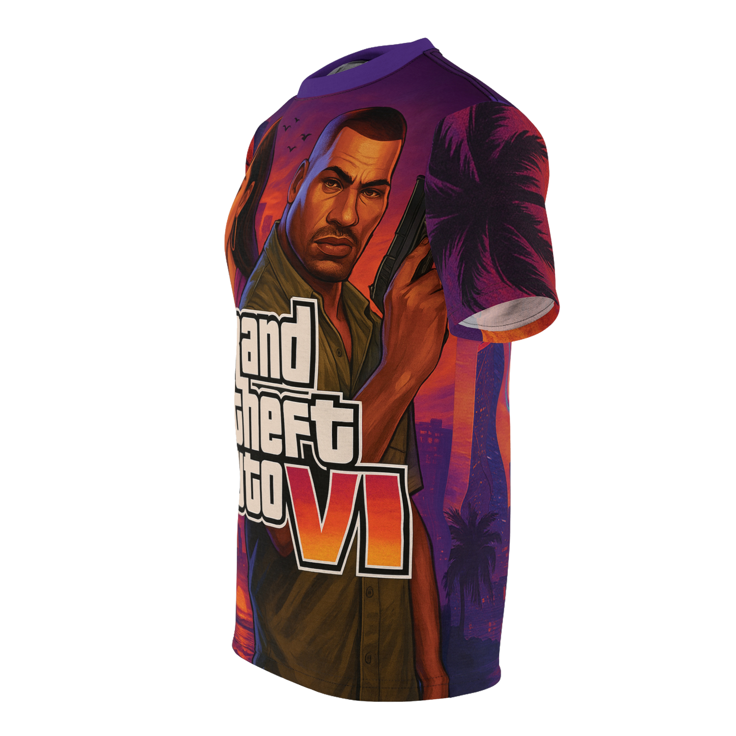 GTA VI Unisex Cut & Sew Tee, Gamer T-Shirt, Video Game Apparel, Unique Graphic Tee, Perfect Gift for Gaming Fans, Casual Style