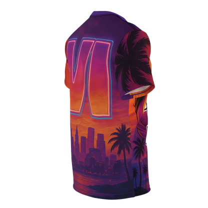 GTA VI Unisex Cut & Sew Tee, Gamer T-Shirt, Video Game Apparel, Unique Graphic Tee, Perfect Gift for Gaming Fans, Casual Style