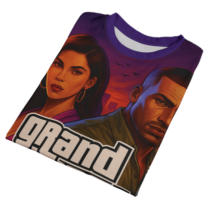 GTA VI Unisex Cut & Sew Tee, Gamer T-Shirt, Video Game Apparel, Unique Graphic Tee, Perfect Gift for Gaming Fans, Casual Style