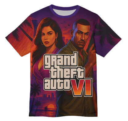 GTA VI Unisex Cut & Sew Tee, Gamer T-Shirt, Video Game Apparel, Unique Graphic Tee, Perfect Gift for Gaming Fans, Casual Style