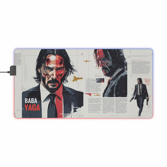 "John Wick LED Gaming Mouse Pad - Baba Yaga Design with RGB Lighting"
