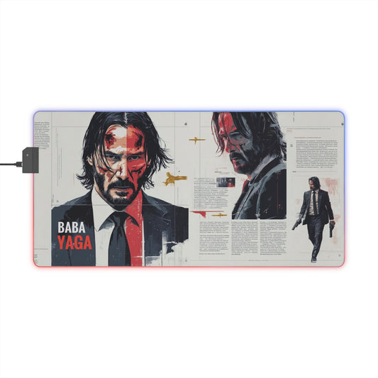 "John Wick LED Gaming Mouse Pad - Baba Yaga Design with RGB Lighting"