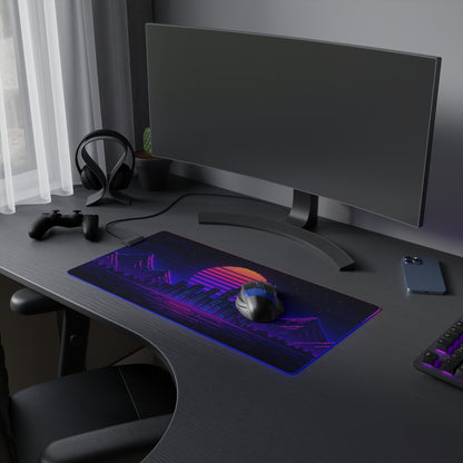 LED Gaming Mouse Pad - Neon Cityscape Design, Perfect for Gamers, RGB Desk Accessories, Computer Setup, Gift for Tech Lovers