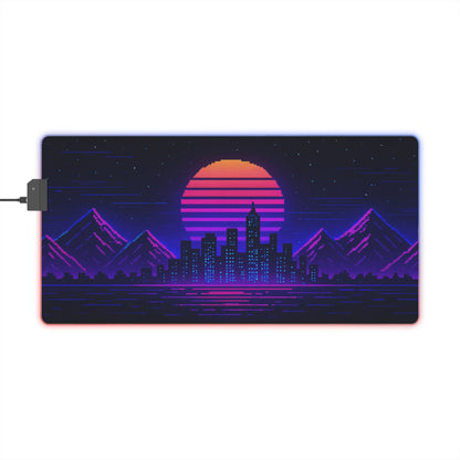 LED Gaming Mouse Pad - Neon Cityscape Design, Perfect for Gamers, RGB Desk Accessories, Computer Setup, Gift for Tech Lovers