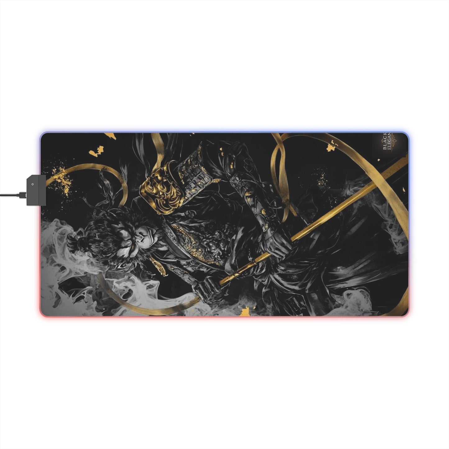 "LED Gaming Mouse Pad - Dynamic Warrior Design for Gamers | RGB Backlit | Unique Art"