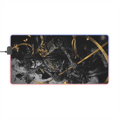 "LED Gaming Mouse Pad - Dynamic Warrior Design for Gamers | RGB Backlit | Unique Art"