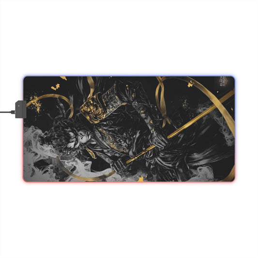 "LED Gaming Mouse Pad - Dynamic Warrior Design for Gamers | RGB Backlit | Unique Art"